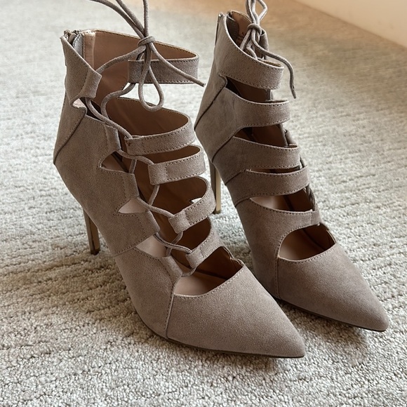Mix No. 6 lace up heels faux suede 4” heel - Picture 4 of 7